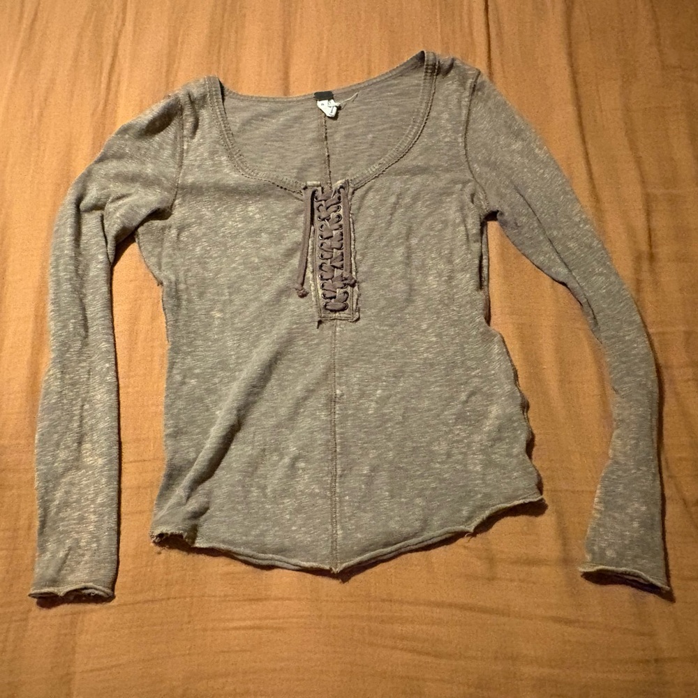 Free People lace front longsleeve top
